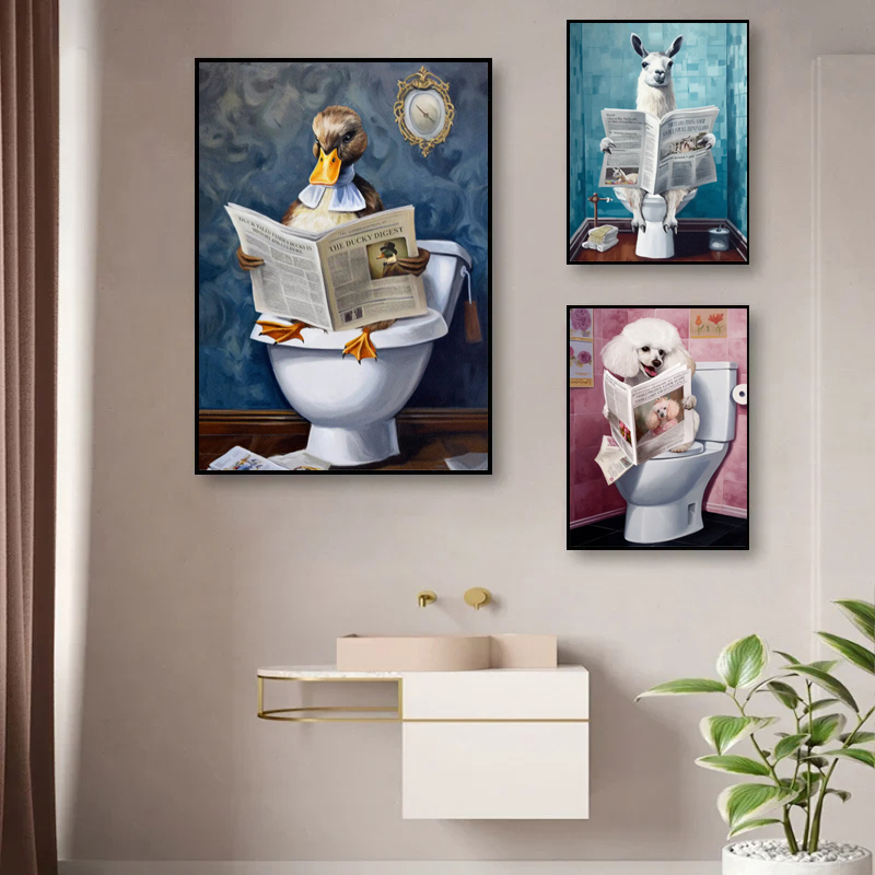 Bathroom Decor Colorful Animal - Photography Duck recension och pris