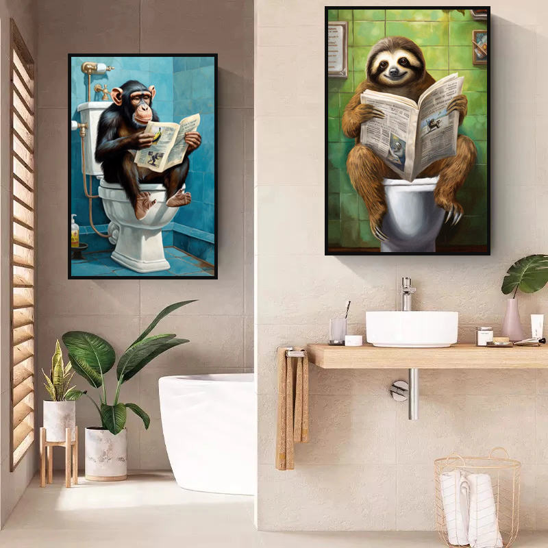 Bathroom Decor Colorful Animal - Photography Duck recension och pris