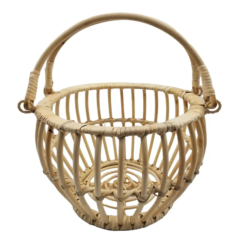 Retro Rattan Round Basket Chai - Photography Background recension och pris